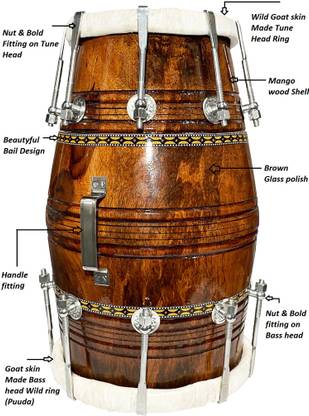 AMROHA ENTERPRISE Bhajen kirtan Professional Dholak Nut & Bolts Dholak  (Brown) at Rs. 2691