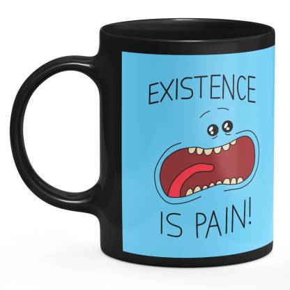 Cardinal Creation Existence Is Pain Funny Cartoon Quote Character Design  Black Ceramic Coffee Mug Price in India - Buy Cardinal Creation Existence  Is Pain Funny Cartoon Quote Character Design Black Ceramic Coffee