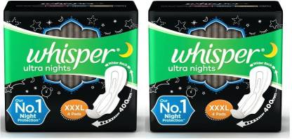 Whisper ultra nights XXXL – 4+4 Napkins Sanitary Pad  (Pack of 2)