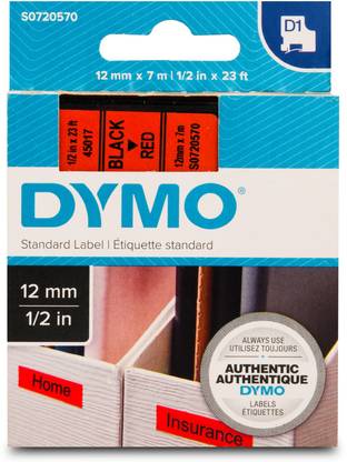 Dymo D1 12MMX7M BLK/RED TAPE EU/ANZ Self Adhensive Paper ...