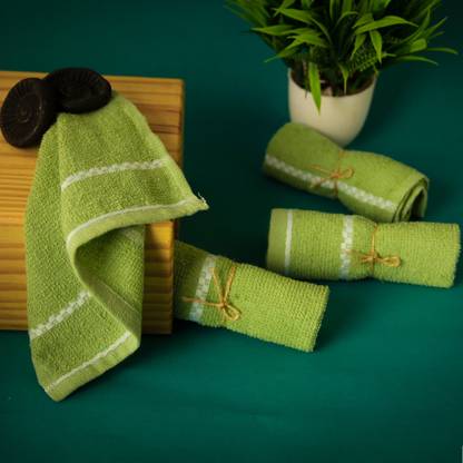Rolimoli Cotton Hand Face Hanky Face Towel Handkerchiefs Extra Absorbent (4 Pieces) ["Light Green"] Handkerchief