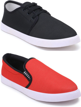 Relaxing Men Casual shoes-Black-Red 