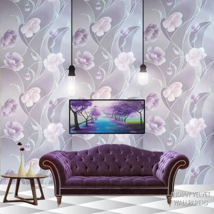 Indian Velvet Floral & Botanical Purple Wallpaper Price in India - Buy  Indian Velvet Floral & Botanical Purple Wallpaper online at 