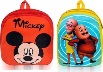 | Hriday Soft Quality Mickey & Red Motu Patlu Bag for kids School Bag School Bag - School Bag | Hriday Soft Quality Mickey & Red Motu Patlu Bag for kids School Bag School Bag - School Bag