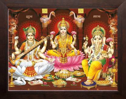 Artisan Cart Goddess Lakshmi, Saraswati & Lord Ganesha, HD Printed Picture  with Frame. Digital Reprint 9 inch x 7 inch Painting Price in India - Buy  Artisan Cart Goddess Lakshmi, Saraswati &