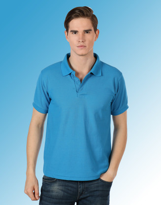 Buy Solid Men Blue T-Shirt online at 