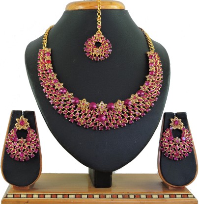 pink jewellery set flipkart