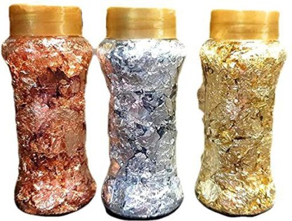 3 Silver 3 Copper Flake Vials.Large 3ml Lowest Price online 3 Gold 