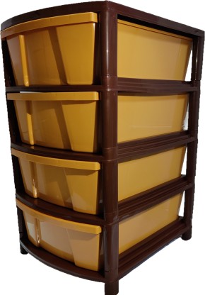 4 Shelves and 4 Removable Brown Bins Bronze Finish Household Essentials 8020-1 Drawer Tower Storage Unit 