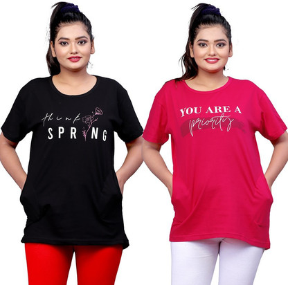 Black and pink women's t shirt clearance