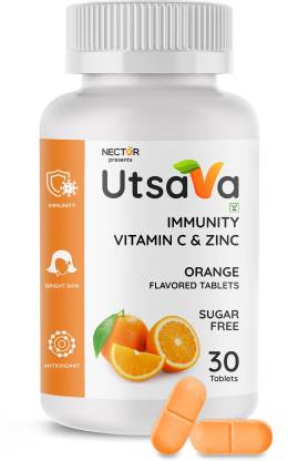 Nector Vitamin C Orange Chewable Tablets, Immunity Antioxidant & Skincare, 1 daily  (30 Tablets)