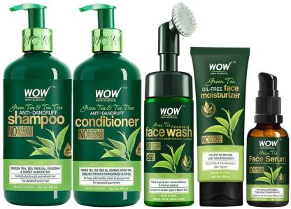 WOW SKIN SCIENCE Green Tea Ultimate Hair & Face Care Kit - consists of  Shampoo, Conditioner, Face Wash, Moisturizer & Serum - Net Vol 880mL Price  in India - Buy WOW SKIN