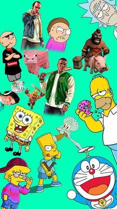 Personajes Bart Bob Esponja Doraemon Gta Homer Lisa Minecraft Nobita Rick Y Morty Simps Matte Finish Poster Paper Print Animation Cartoons Posters In India Buy Art Film Design Movie