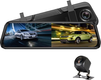 Rear View Mirror Dash Cam Front and Rear 1080P 10 IPS Full Touch Screen Video Streaming Mirror Dual Lens Backup Dash Camera for Cars with Reverse Assistance & Super Night Vision Include 32G SD Card 