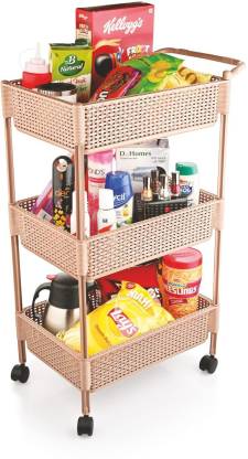 Caius geroosterd brood dump SKI Homeware Novel Trolley -Plastic Storage space for Kitchen and Home -3  Compartment, Beige Plastic Kitchen Trolley Price in India - Buy SKI  Homeware Novel Trolley -Plastic Storage space for Kitchen and