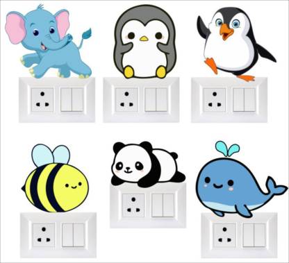 Nandinidecor 25 cm Cute cartoon Animals 3D Switch board stickers in home  décor Self Adhesive Sticker Price in India - Buy Nandinidecor 25 cm Cute  cartoon Animals 3D Switch board stickers in