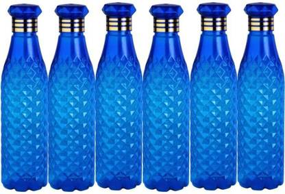Crystal Clear Water Bottle  Unbreakable 1000 ml Bottle  (Pack of 6, Blue, Plastic)