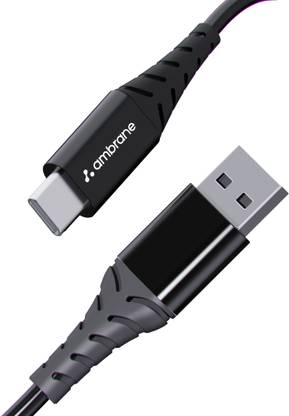 Ambrane USB Type C Cable 1 m ACT-10 Plus  (Compatible with Smartphones, Black)