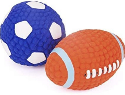 blue squeaky dog ball