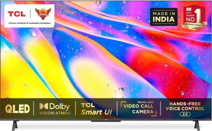 [For Card Users] TCL C725 126 cm (50 inch) QLED Ultra HD (4K) Smart Android TV (Black) 2021 Model Works with Video Call Camera  (50C725)