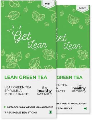 The Healthy Company Weight Loss Lean Green Tea Superfood Spirulina Natural Metabolism Booster Mint- 7Pcs- Pack of 2
