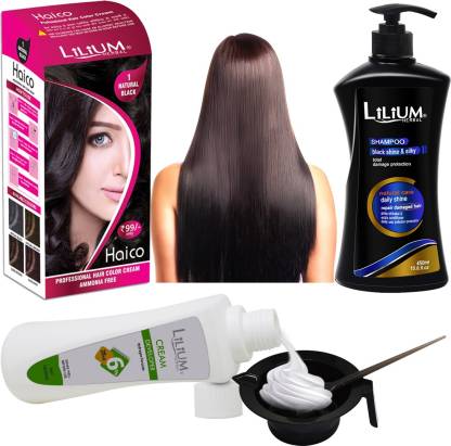 LILIUM Best Natural Hair Dye Color, Cream Developer, Shampoo, Bowl & Brush.  (GC1587) , Black - Price in India, Buy LILIUM Best Natural Hair Dye Color,  Cream Developer, Shampoo, Bowl & Brush. (