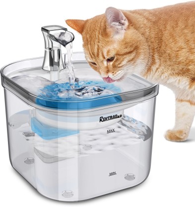 SHU UFANRO Pet Fountain Automatic Cat Water Fountain Dog Water Dispenser 70oz/2L Drinking Fountains Bowl with LED Light for Cat and Small Dogs 