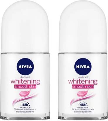 NIVEA Smooth Skin Whitening Deodorant Roll-on  –  For Women  (100 ml, Pack of 2)