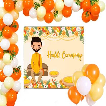 Theme My Party Haldi Ceremony Decoration Backdrop with Balloons For Groom 3  Price in India - Buy Theme My Party Haldi Ceremony Decoration Backdrop with  Balloons For Groom 3 online at 