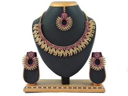 pink jewellery set flipkart