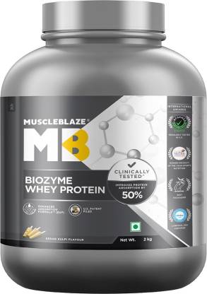 MUSCLEBLAZE Biozyme Whey Protein, Informed Choice UK Certified (Kesar Kulfi, 2 kg) Whey Protein