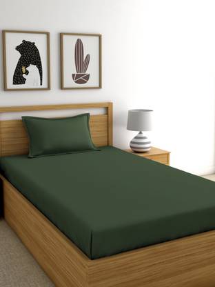RD TREND 180 TC Cotton Single Solid Fitted (Elastic) Bedsheet