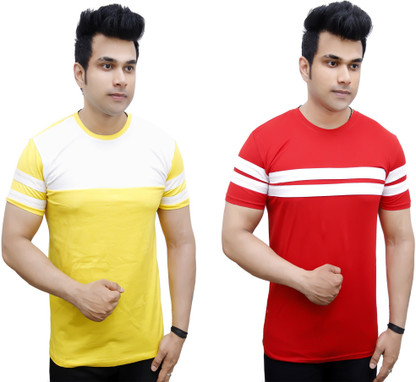 Red yellow striped t shirt clearance