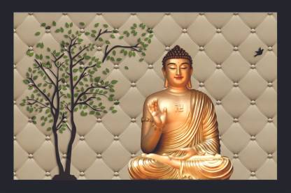 Décor & Design Buddha Wallpaper Beautiful Tree Cushion For    Room Digital Reprint 18 inch x 12 inch Painting Price in India  - Buy Décor & Design Buddha Wallpaper Beautiful Tree