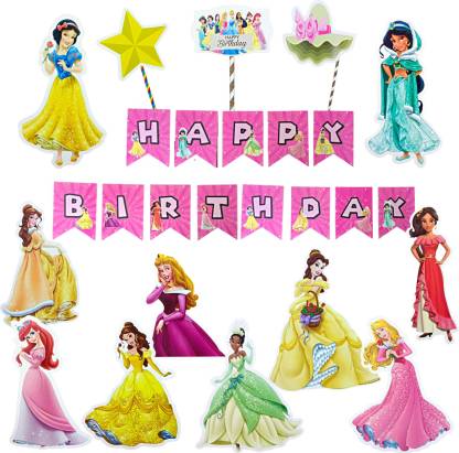 FLICK IN Happy Birthday Princess Banner Princess Theme Queen Cutouts ...