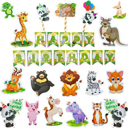 FLICK IN Happy Birthday Animal Banner Jungle Theme Birthday Wild Animals  Cutouts Props Price in India - Buy FLICK IN Happy Birthday Animal Banner  Jungle Theme Birthday Wild Animals Cutouts Props online