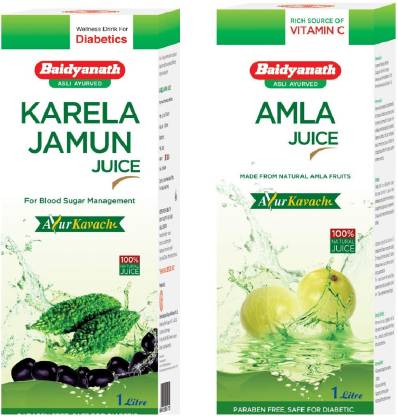 Baidyanath Karela Jamun Juice for Diabetes 1 ltr| + Amla Juice for Hair  Growth 1 ltr -Combo Price in India - Buy Baidyanath Karela Jamun Juice for  Diabetes 1 ltr| + Amla