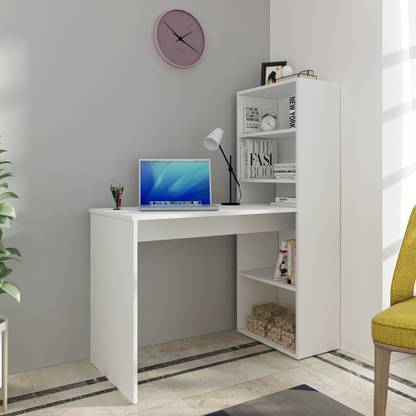 Woodbuzz Engineered Wood Study Table  (Free Standing, Finish Color – FROSTY WHITE, Knock Down)