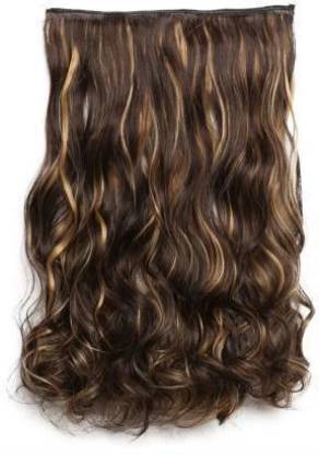 MoonEyes 5 Clip Highlighted curly Black with Golden hair extensions For  Women Synthetic Extensions 120 Grams Pack Of 1 Hair Extension Price in  India - Buy MoonEyes 5 Clip Highlighted curly Black