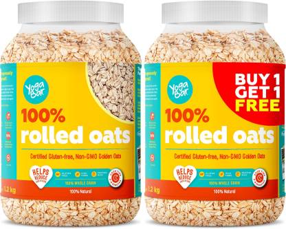 Yogabar 100% Rolled Oats | Premium Golden Rolled Oats, Gluten Free Oats with High Fibre, 100% Whole Grain, Non GMO, No Added Sugar | Rolled Oats