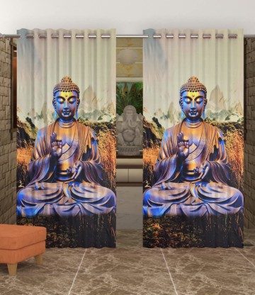 2 Pcs Digital Print Window Curtains Buddha God Figure 4 x 5 feet 48 X 60 Inch 