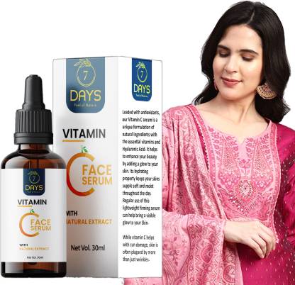7 Days Vitamin C Skin whitening, lightening, Anti Aging, Spotless Skin,Sun Protection, Under Eye Circles, Facial Serum with Vitamin E