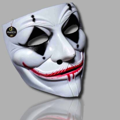 mini Murmuring stripe AMACO V for Vendetta mask/anonymous mask/ Halloween Party mask ( party mask/  Joker white mask) Party Mask Price in India - Buy AMACO V for Vendetta mask/anonymous  mask/ Halloween Party mask (