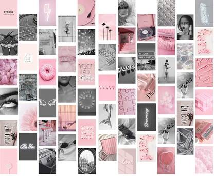 Aesthetic Wall Collage Kit || 60pcs (4×6inch) Pink & Gray Aesthetic
