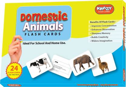 krazy Domestic Animals Flashcards, 24 real image cards for kids early  learning Price in India - Buy krazy Domestic Animals Flashcards, 24 real  image cards for kids early learning online at 
