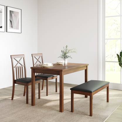 [For SBI Credit Card] @Home by nilkamal Ridge Solid Wood 4 Seater Dining Set  (Finish Color -Dark Cappucino, Knock Down)
