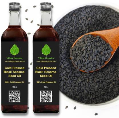 Village Organica Cold Pressed Black Sesame Seed Oil | Gingelly Oil | til ka  tel |