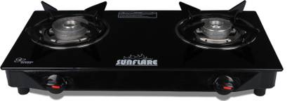 Sunflare Tornado 2 Burner Toughened glass Steel Manual Gas Stove  (2 Burners) at Rs. 1099