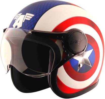 VEGA Jet Marvel Captain America Edition Motorbike Helmet  (Multicolor)