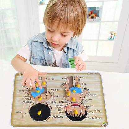 SHALAFI Learning Wooden Human Parts Of Body Name Puzzle with Picture